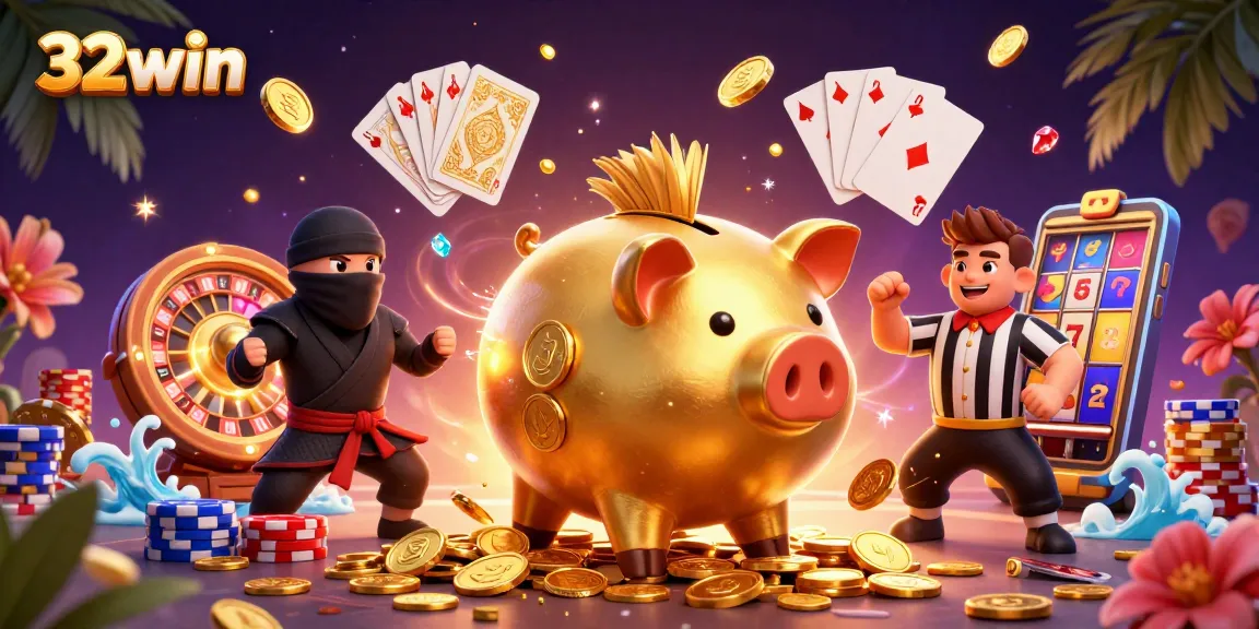 Experience the excitement of 32win with our vibrant, dynamic casino illustration.