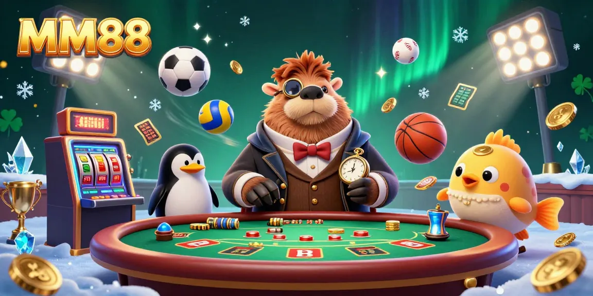 Experience thrilling gameplay at MM88 with a vibrant underwater poker scene featuring a charming walrus.