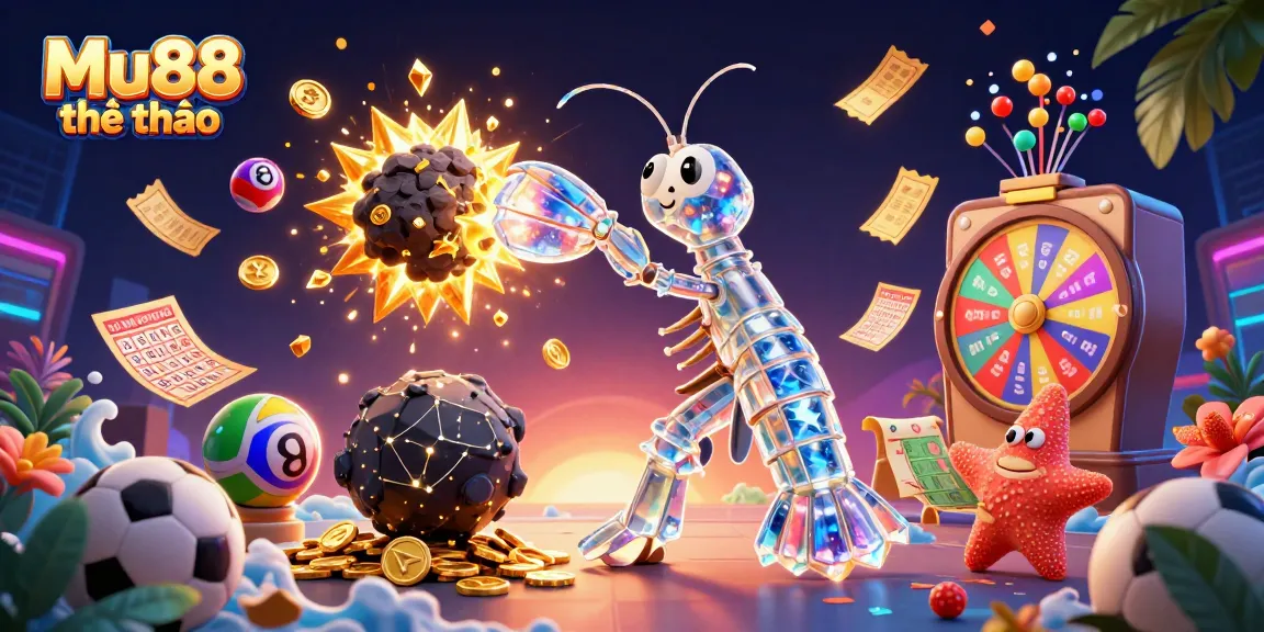 Mu88 thể thao sports betting illustration featuring dynamic characters in a rich casino scene with vibrant game elements.