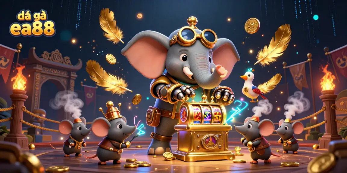 Bet on đá gà ea88 in a vibrant 3D illustration with exciting game elements and atmospheric effects.