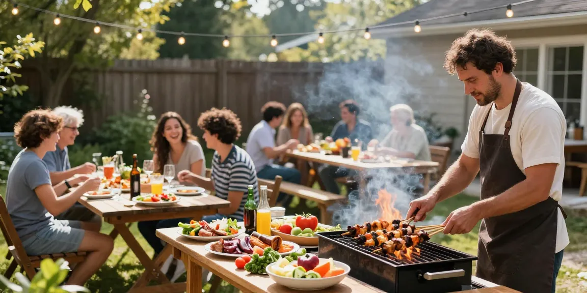Skewers di BBQ dengan suasana hangat dan ceria di tengah teman-teman, BOS88 Link Alternatif untuk acara.