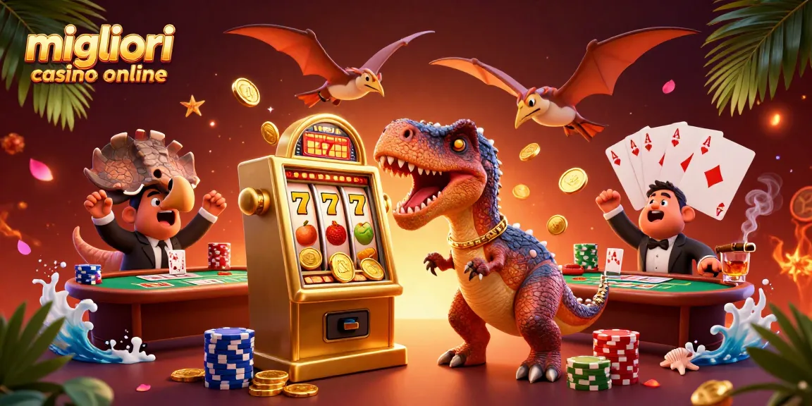 I migliori casino online offrono sfide emozionanti con un pachycephalosaurus che interagisce con una slot machine dorata.