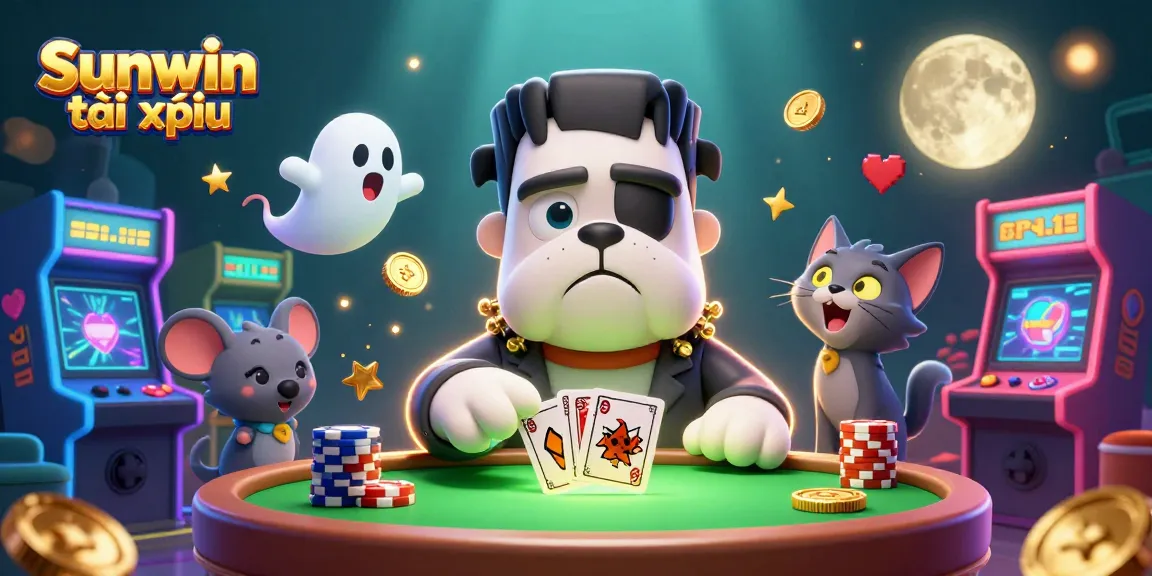 Experience thrilling action with Sunwin tài xỉu at a haunted casino table with vibrant game elements.