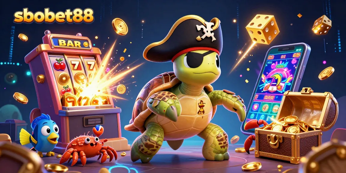 Engage with sbobet88's thrilling 3D casino experience showcasing animated characters amidst vibrant gaming elements.