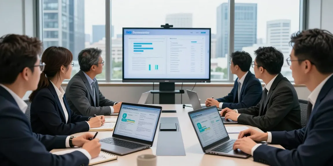 EE vs Three business plans comparison meeting among professionals in modern office with charts and laptops.