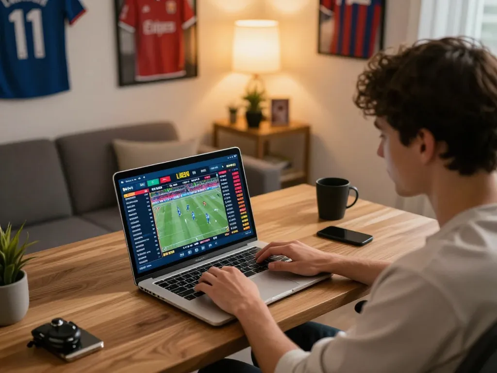 Kèo Nhà Cái 5 focuses on live sports betting with active user engagement at home, showcasing odds and event action.