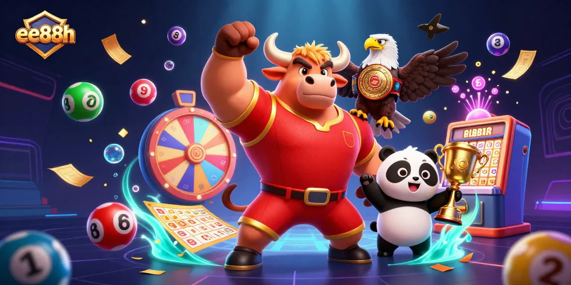Experience thrilling wins at ee88h, where colorful lottery balls bounce in a vibrant casino setting.