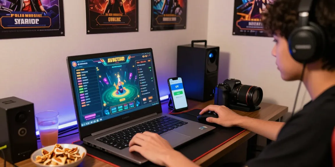 Aviator crash game enthusiast engaged in online gaming with UPI withdrawals visible on screen.