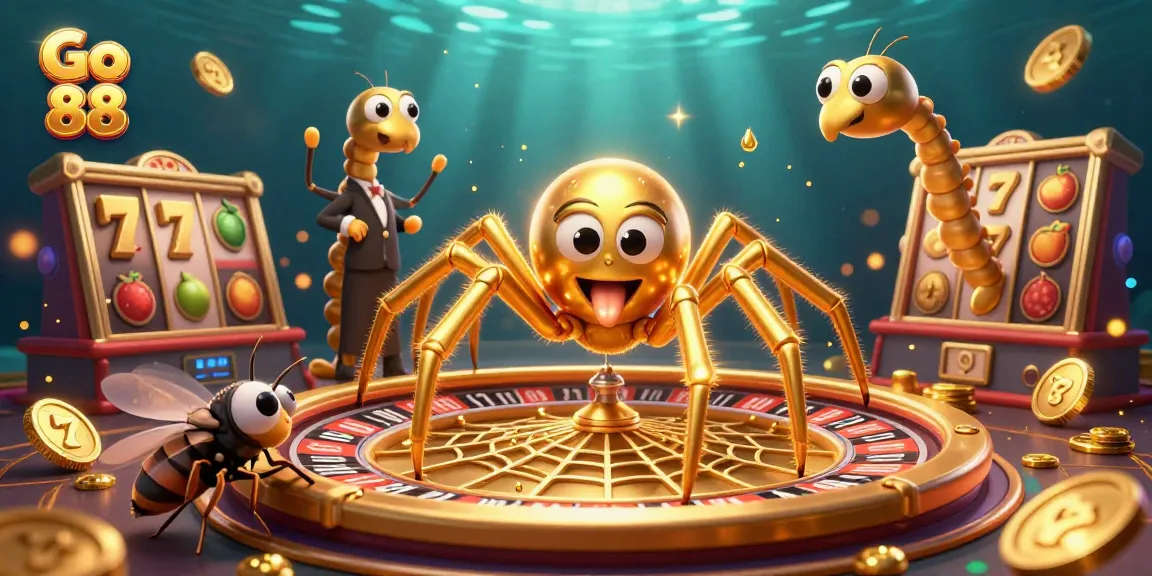 Experience high-stakes fun at Go 88 with a thrilling spider roulette scene and dynamic slot elements.
