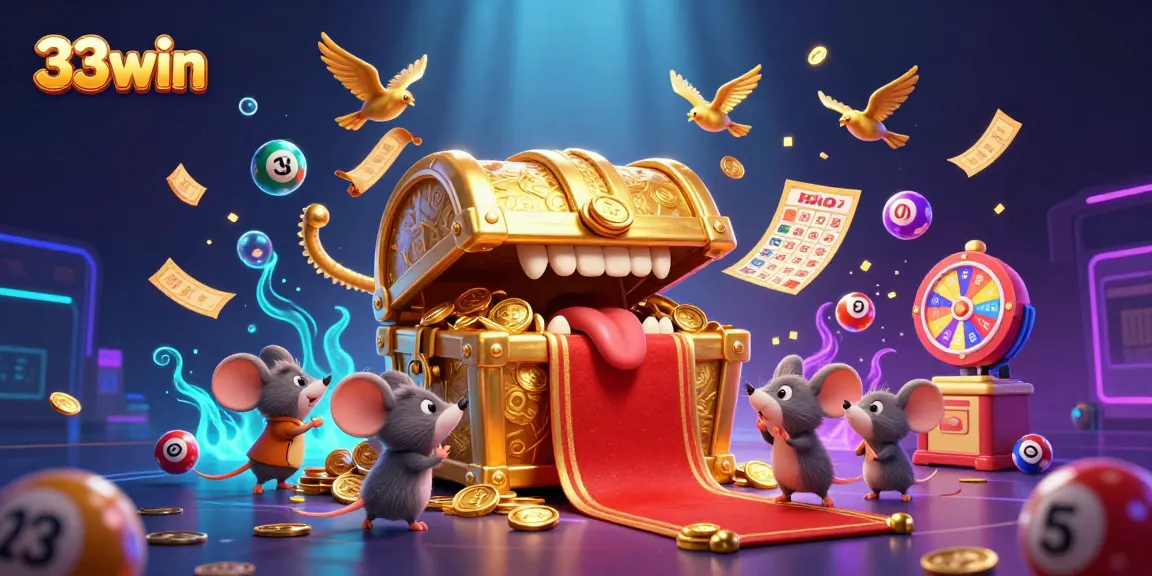 Engage players at 33win with a vibrant scene of game elements and adventure.
