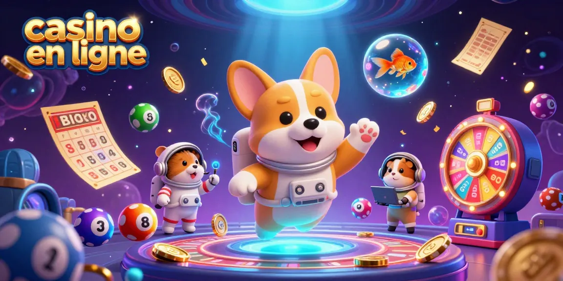 Casino en ligne : un corgi astronaute et son équipe s'amusent dans un casino spatial dynamique.