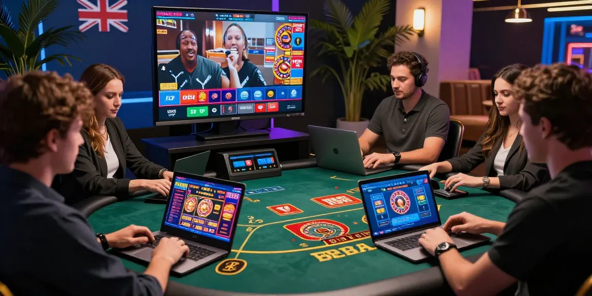 Engaging online casino experience showcasing players at non-UK casinos on laptops and tablets, highlighting features from https://nhssm.org.uk.