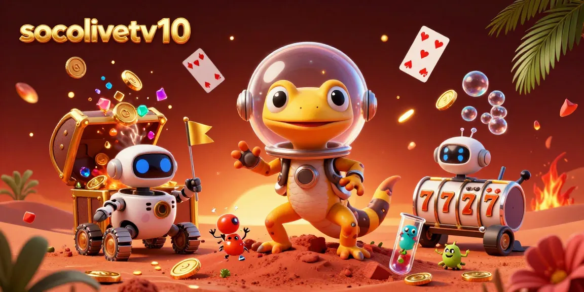 Experience the thrill of socolivetv10 with an ultra-detailed casino discovery scene featuring a Martian gecko.
