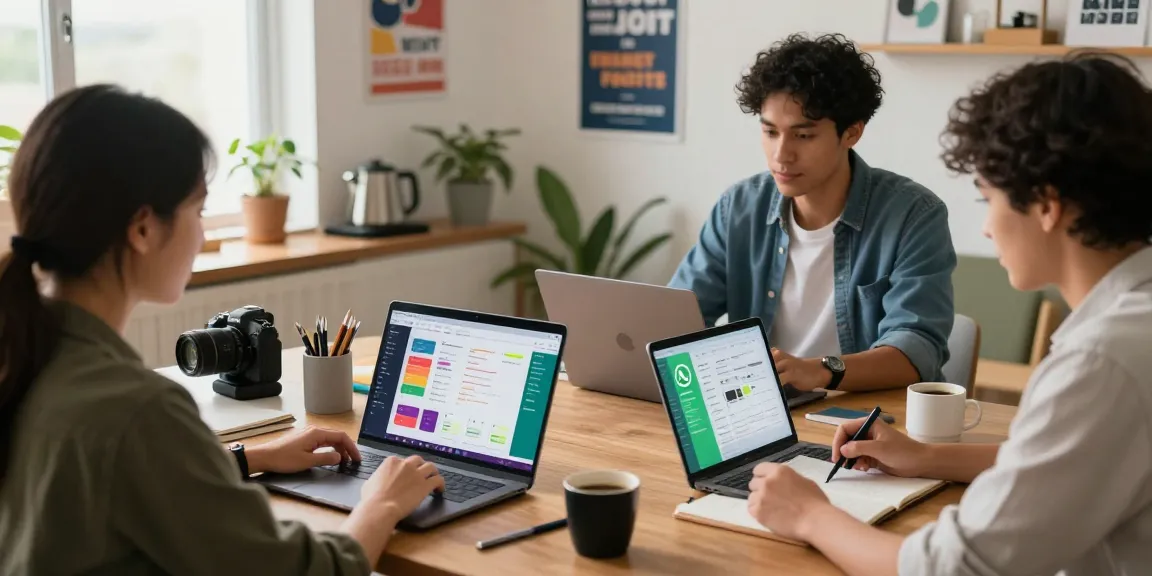 Team using WhatsApp網頁版 for collaboration in a modern workspace.