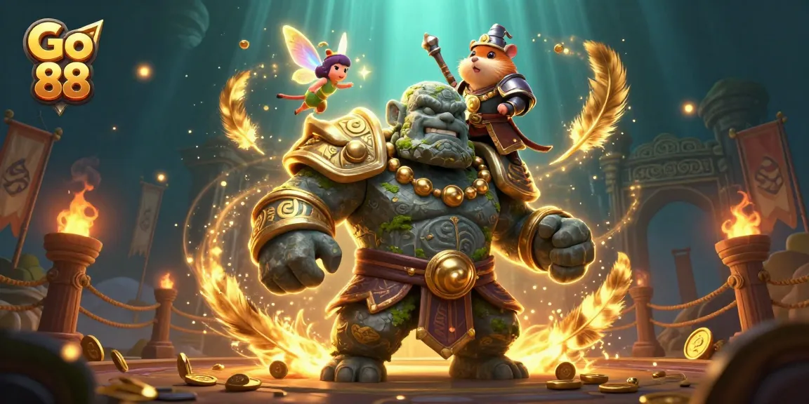 Engage with Go 88's vibrant animated casino scene showcasing adventure and magic.