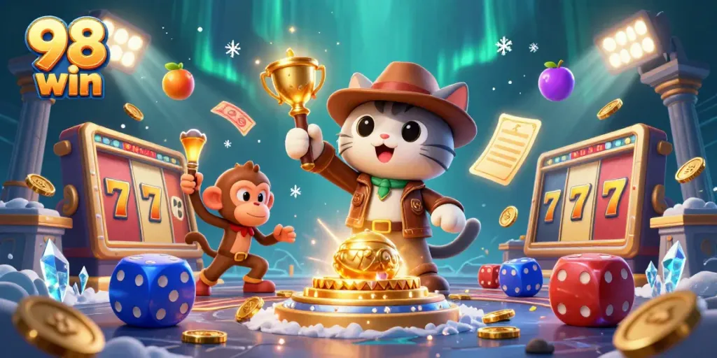 Explore winning opportunities at 98 win with a golden casino artifact discovered by a cat archaeologist.