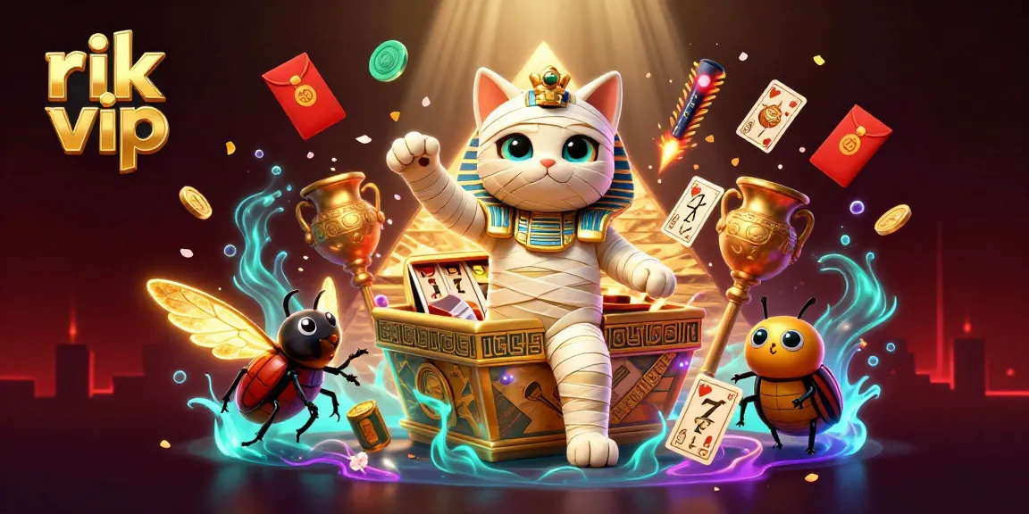 Experience the thrill of rik vip with an Egyptian mummy cat and golden casino games in vivid 3D action.