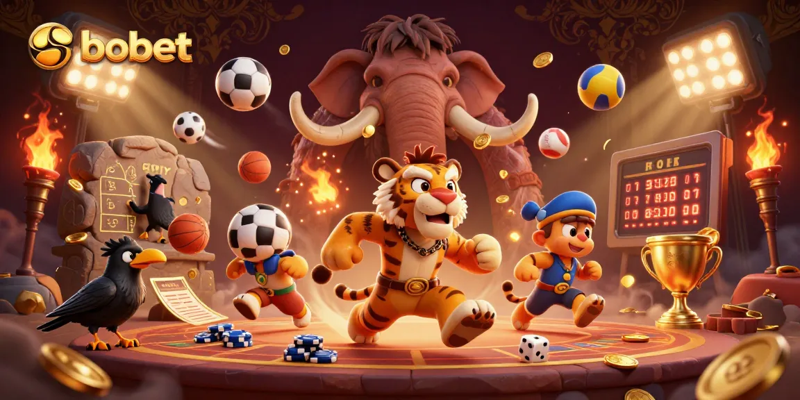 Engage with sbobet sports betting excitement in a vibrant prehistoric casino scene.