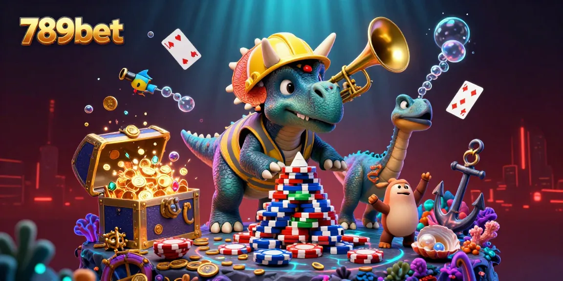 Engage with 789bet's lively gaming world as cartoon characters celebrate in an underwater casino.
