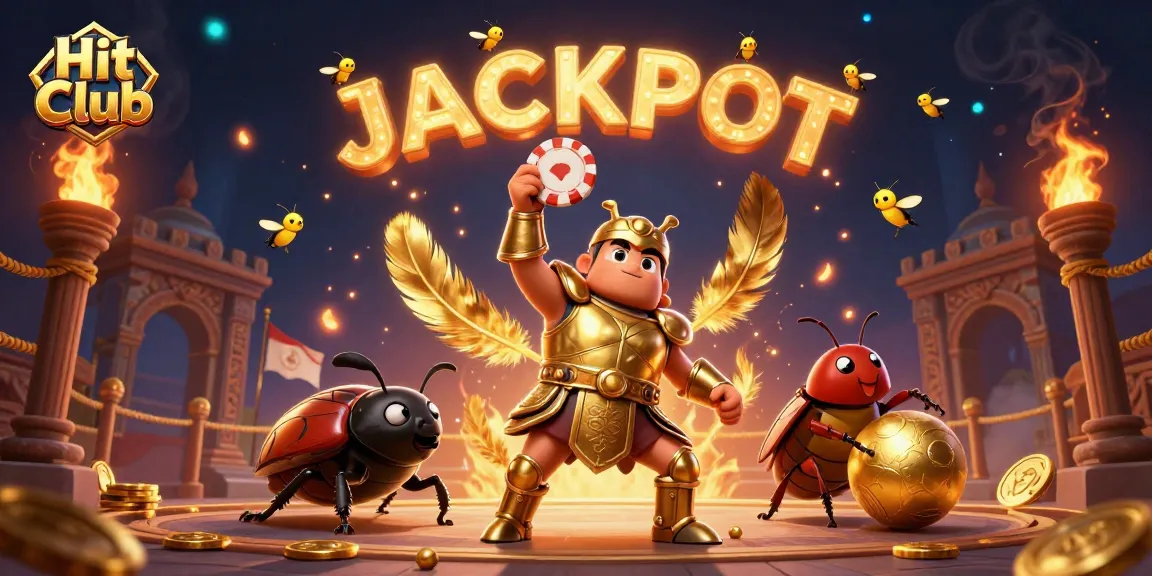 Experience Hit Club excitement as characters celebrate a jackpot in this dynamic illustration.
