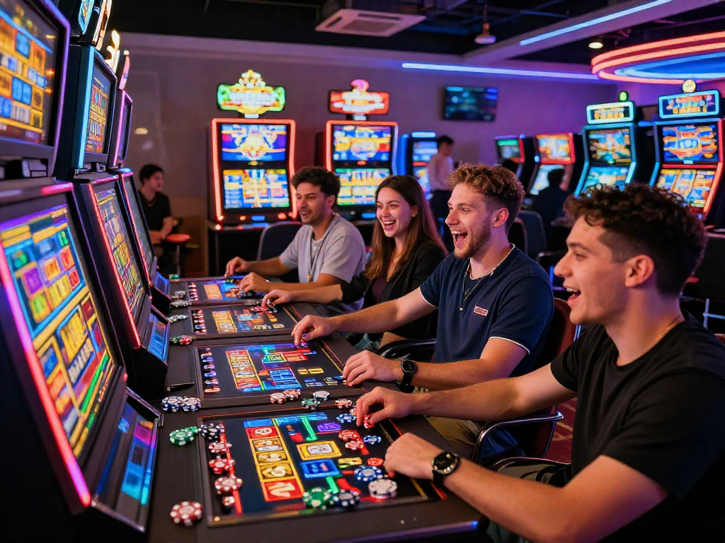 I giocatori entusiasti ai migliori casino online, immersi in un'atmosfera vibrante e coinvolgente durante il gioco.