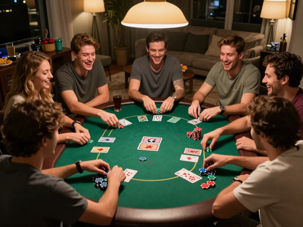 The joy of playing Tài Xỉu online amongst friends, showcasing a vibrant poker atmosphere.