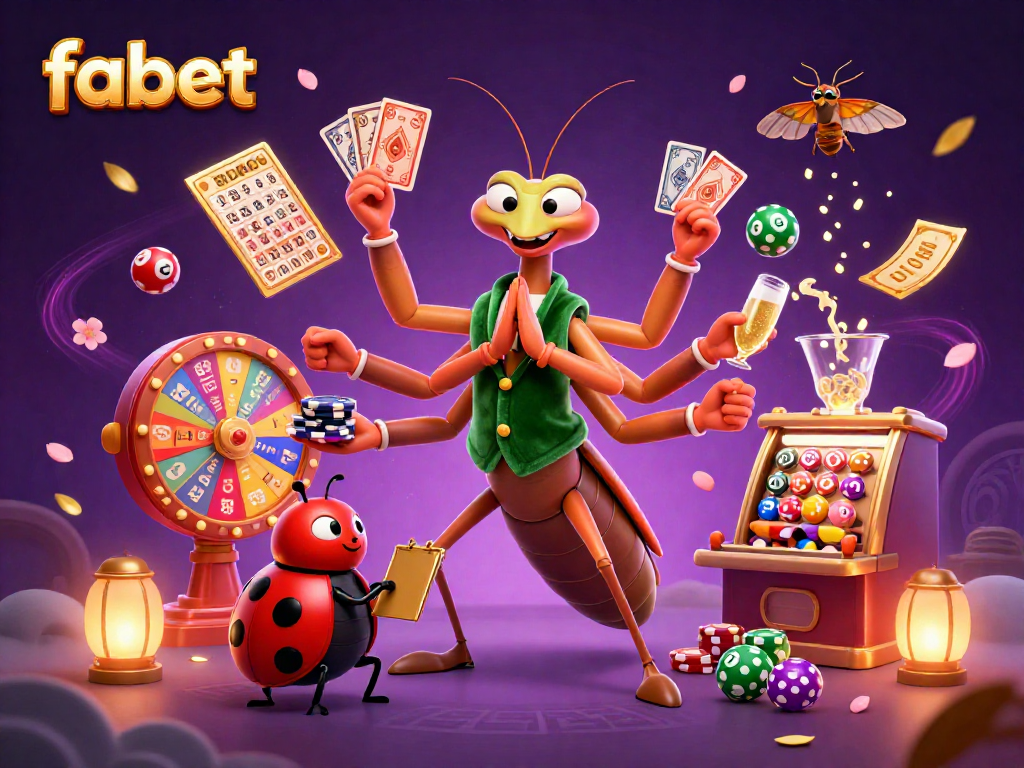 Experience fabet's vibrant casino scene with a giant mantis card sharp and exciting game elements.
