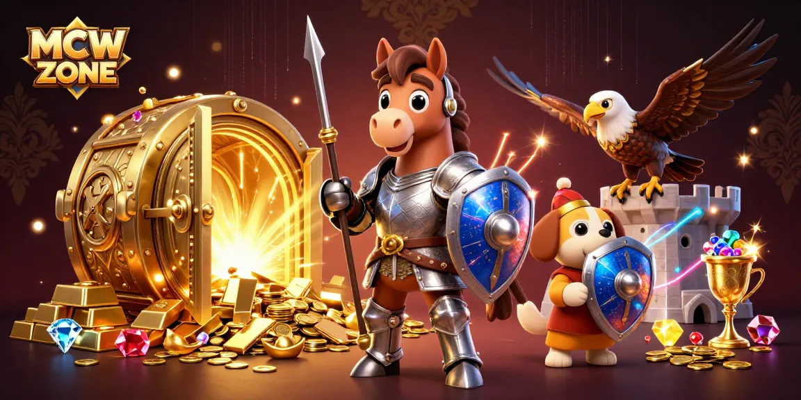 Engage with MCW ZONE through this vibrant 3D illustration showcasing exciting casino elements and characters.