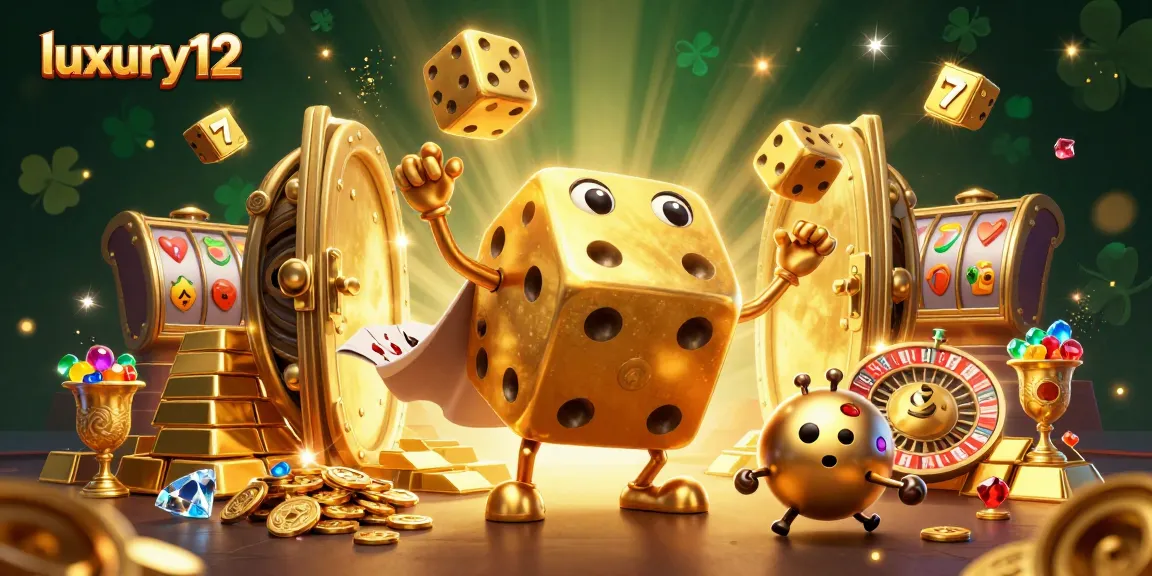 Experience luxury12 excitement as a golden dice golem and roulette-ball head animate a thrilling casino atmosphere.