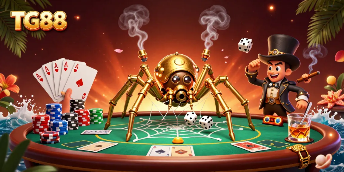 Experience the exciting world of TG88 as a steampunk spider weaves a golden web of chance.