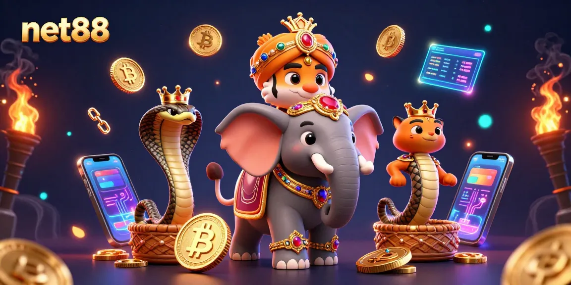 Play thrilling games at net88 as the majestic maharaja tiger leads exciting crypto-themed visuals.
