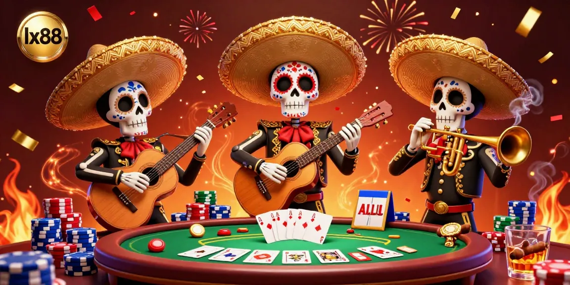 Experience the excitement of lx88 with vibrant poker action featuring a mariachi band.