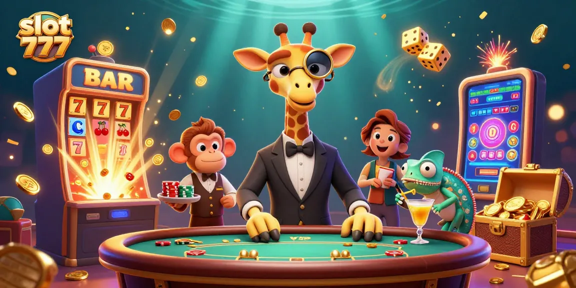 Spin and win big with slot 777 in an exciting 3D casino scene featuring vibrant characters and jackpot elements.