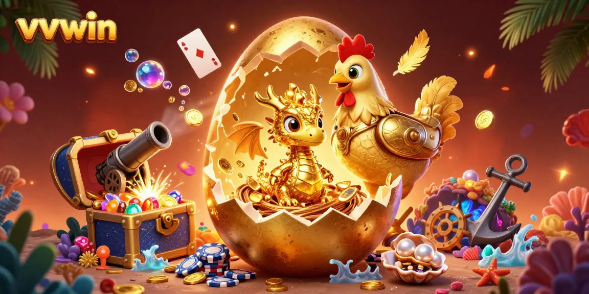 Experience thrilling vvvwin action with a baby dragon and golden poker chips in a vibrant 3D scene.