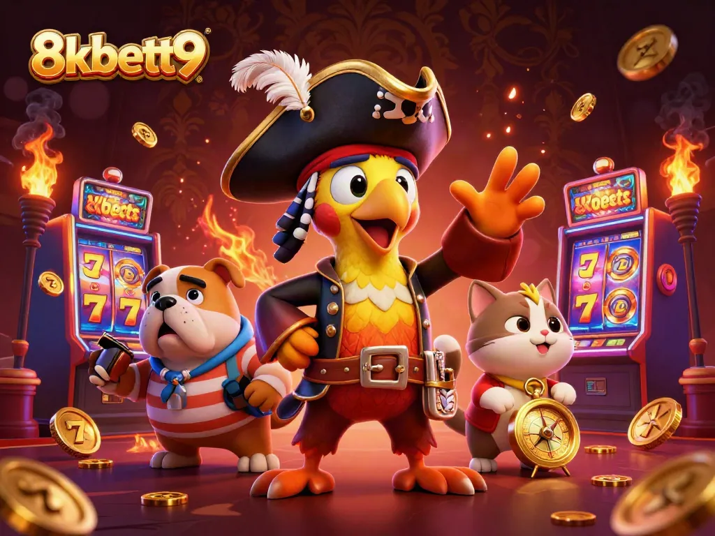 Experience the excitement of 8xbett9 with vibrant slot machines and dynamic casino characters.