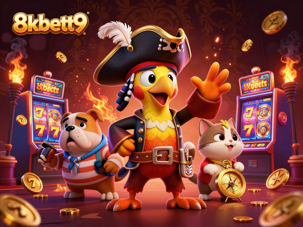Experience the excitement of 8xbett9 with vibrant slot machines and dynamic casino characters.