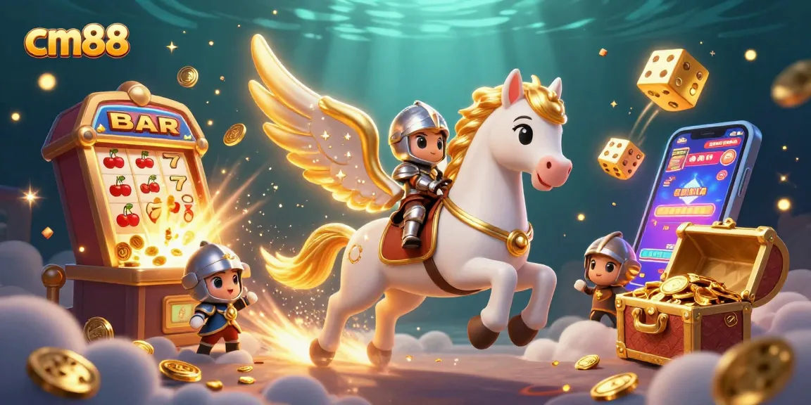 Experience thrilling gameplay at cm88 with a celestial horse and jackpot scene full of excitement.