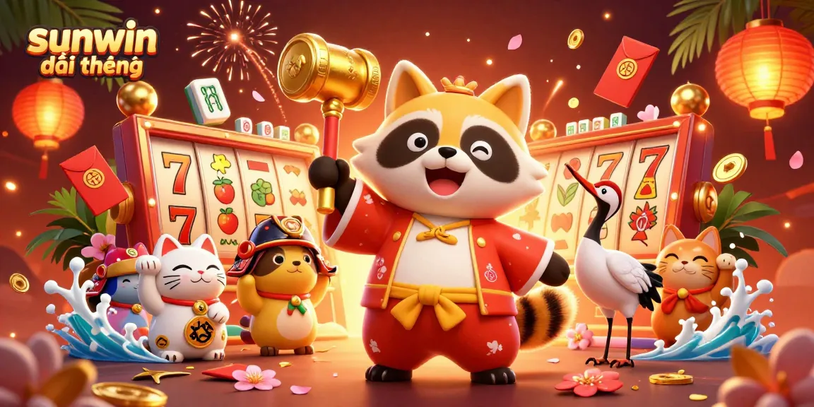 Experience sunwin đổi thưởng with a vibrant gaming illustration showcasing lucky symbols and cheerful characters.
