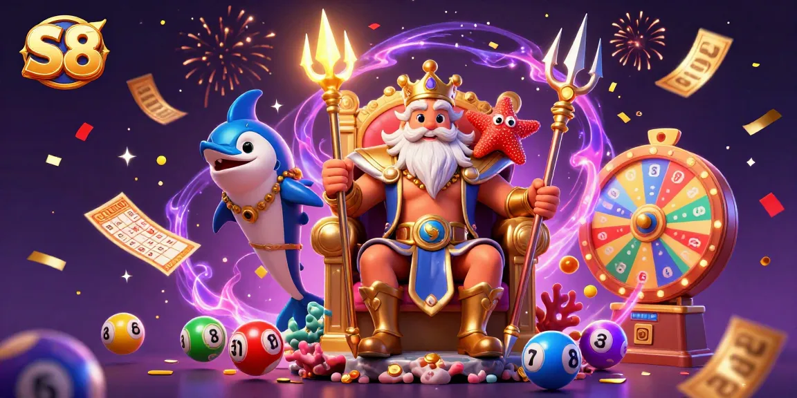 Win big at S8 with dynamic 3D casino illustration featuring Neptune and more!