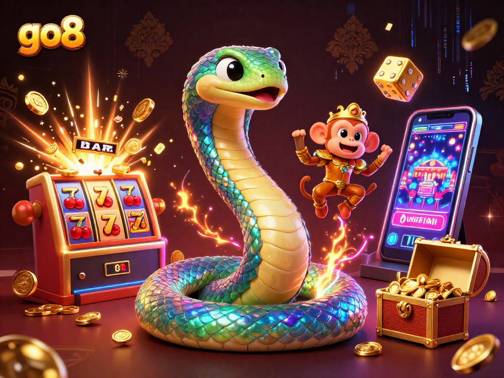 Engage with the magic of go8's online gaming experience bursting with vibrant colors and exciting casino elements.