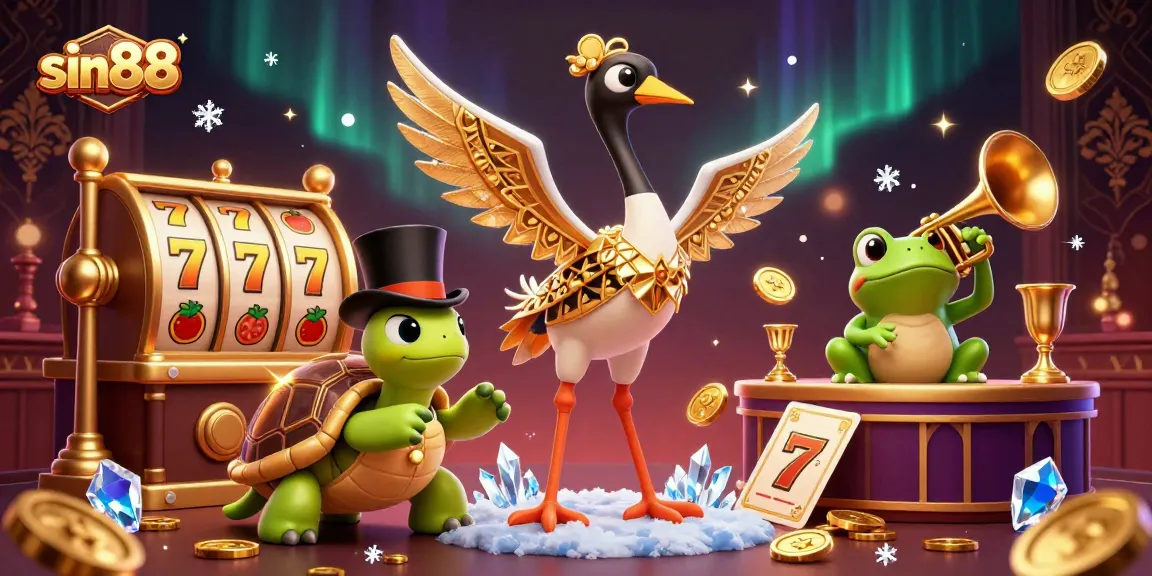 Engage with sin88's vibrant 3D casino scene featuring fun characters and exciting game elements.