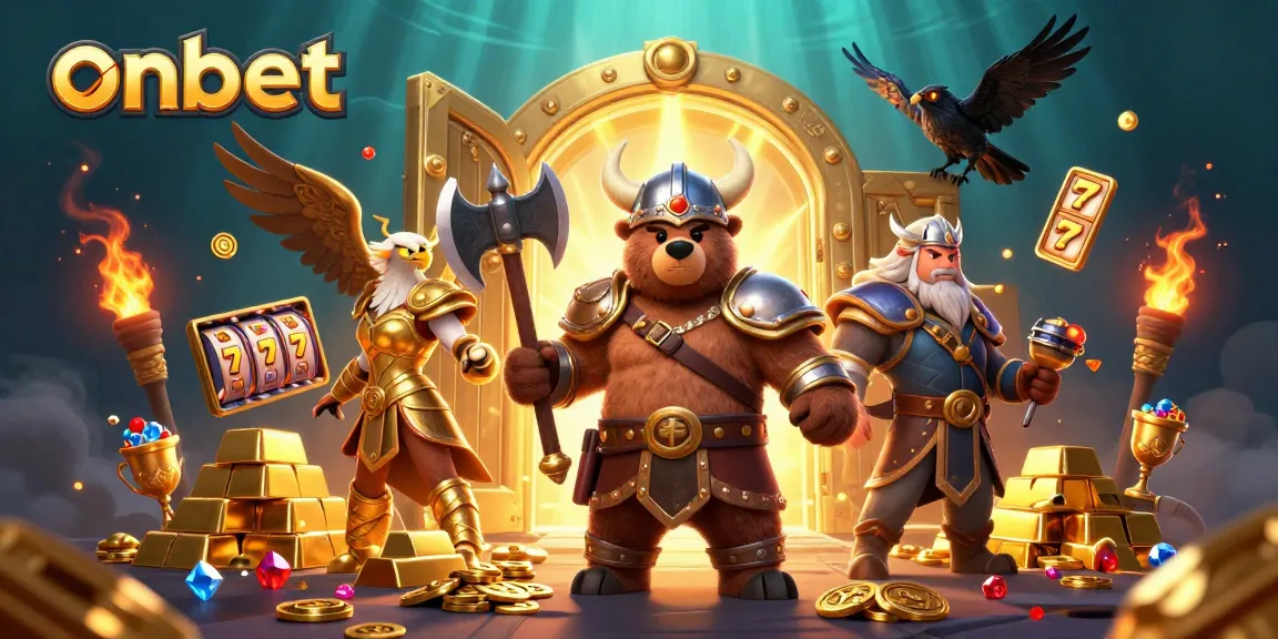 Experience the thrilling onbet adventure with Vikings, gold treasures, and dynamic slot elements.