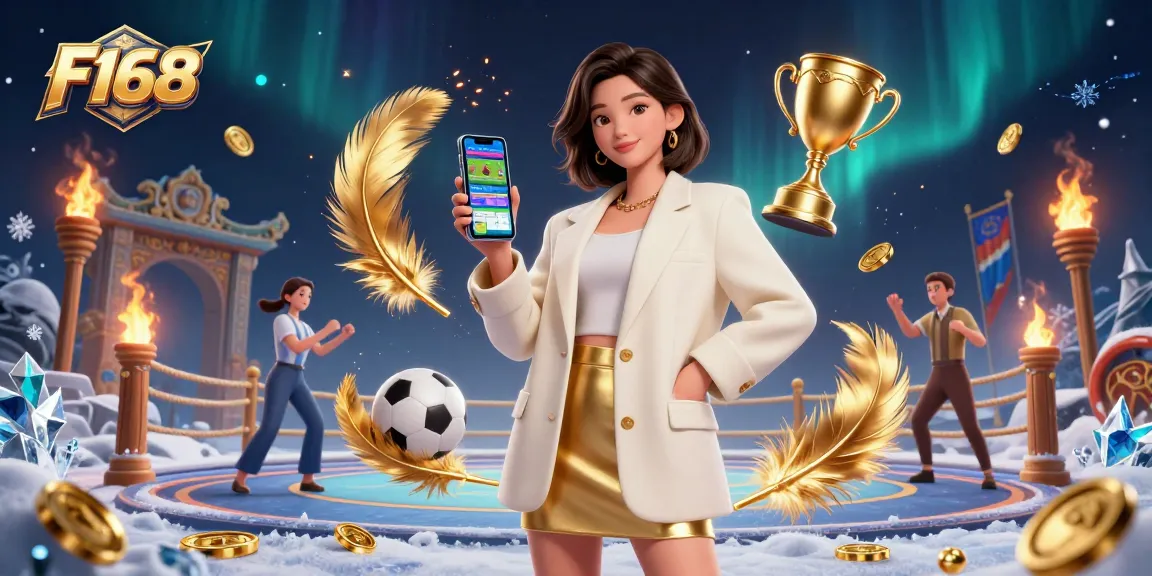 Experience exciting gameplay with F168, vibrant Asian-themed sports betting app illustration.
