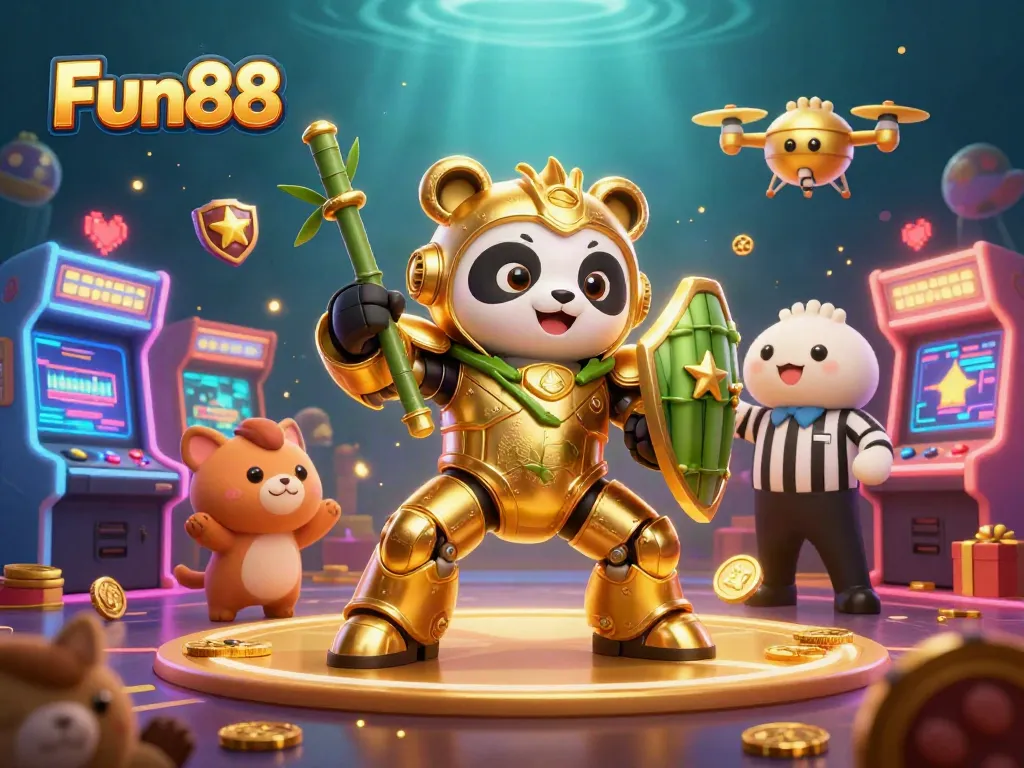 Experience the excitement of Fun88 with a dynamic casino scene featuring vibrant characters and engaging gaming elements.