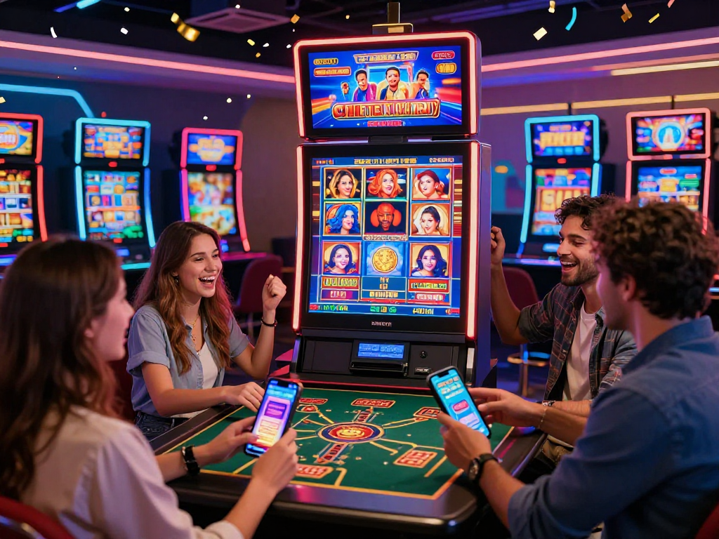 Giocatori entusiasti nei migliori casino online, immersi in giochi virtuali e interazioni dal vivo.