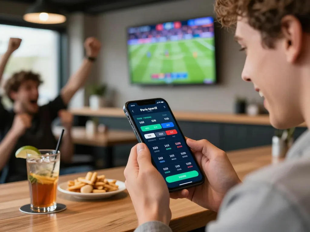 Participer à des paris sportif virement instantané tout en regardant des sports en direct dans un bar sportif animé