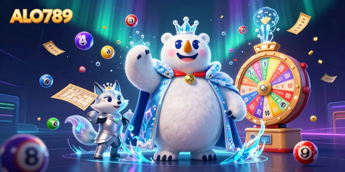 Engage in thrilling gameplay at ALO789 with vivid illustrations of lottery balls and exciting prizes.