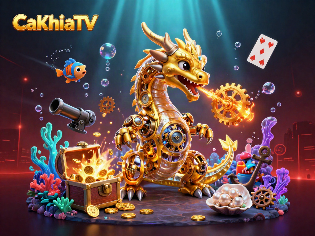Experience the thrill of CaKhiaTV with a vibrant underwater gambling scene packed with excitement.