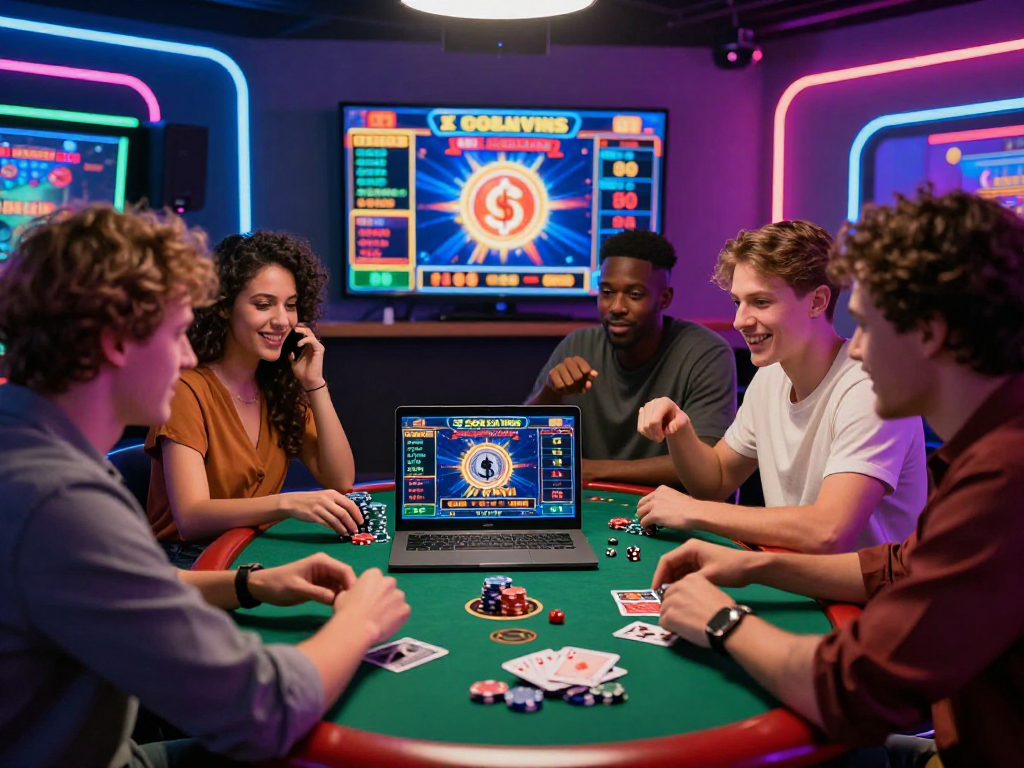 I migliori casino online in un'accogliente scena di gioco con amici e accessori da casinò.