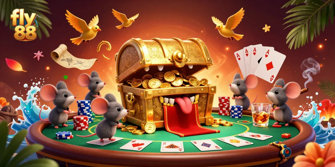 Engage with fly 88's rich gambling adventures, featuring vibrant casino elements and treasures.
